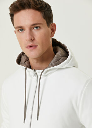 Beymen Club Beyaz Kapüşonlu Çift Taraflı Jersey Mont - 7