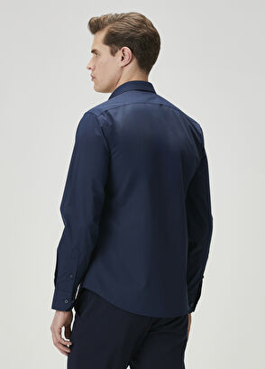 Beymen Club Slim Fit Lacivert Non-Iron Poplin Gömlek - 5