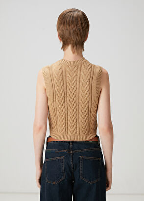 Camel Balıksırtı Örgü Crop Triko Süveter Beymen Club Camel Balıksırtı Örgü Crop Triko Süveter - 5