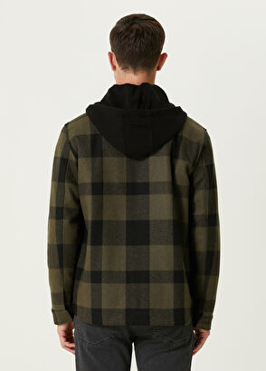 Beymen Club Haki Kapüşonlu Ekoseli Yün Kapitoneli Dış Gömlek - 5