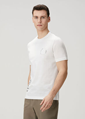 Pal Zileri Beyaz Logo Baskılı T-shirt - 3