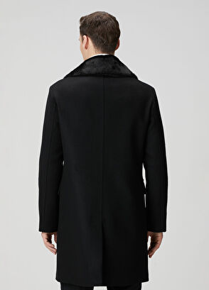 Network Siyah Yün Kaşmir Karışımlı Palto - 5
