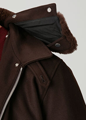 Sandro Kahverengi Yün Aviator Ceket - 6