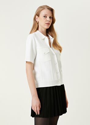 Beymen Club Kırık Beyaz Triko Trucker Ceket - 3