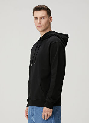 Drôle De Monsieur Siyah Kapüşonlu Logo Baskılı Sweatshirt - 3