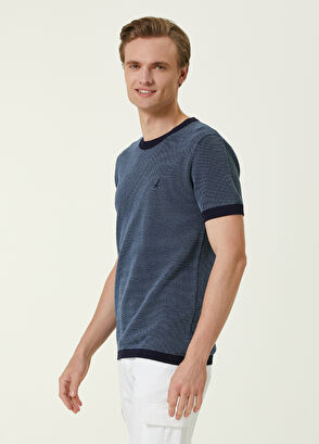 Beymen Club Lacivert Çift Renk Örgü Dokulu Kısa Kol Kazak - 3