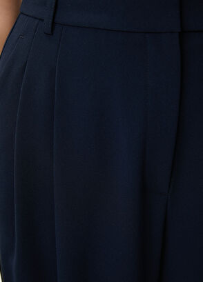 Beymen Club Lacivert Çift Pileli Krep Palazzo Pantolon - 6