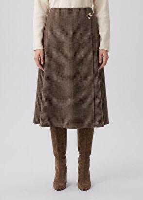 Beymen Club Brown Wrap Closure Midi Skirt - 3