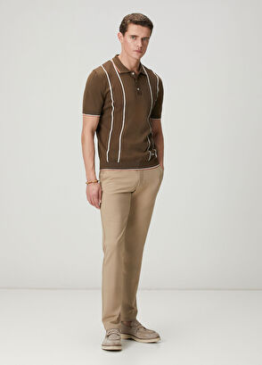 Beymen Club Brown Vertical Line Detailed Short Sleeve Knitwear - 3