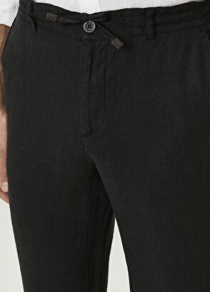 Beymen Club Siyah Beli Kordonlu Keten Pantolon - 4