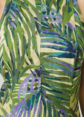 Beymen Club Yeşil Mini Keten Elbise - 7