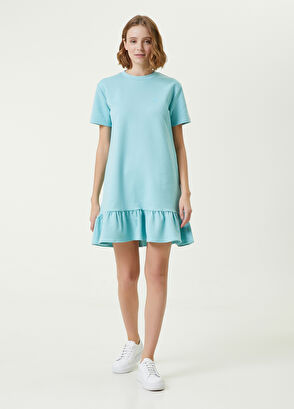 Beymen Club Turquoise Logo Ruffled Mini Jersey Dress - 4
