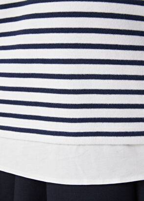 Beymen Club Navy Blue White Striped Sweatshirt - 9