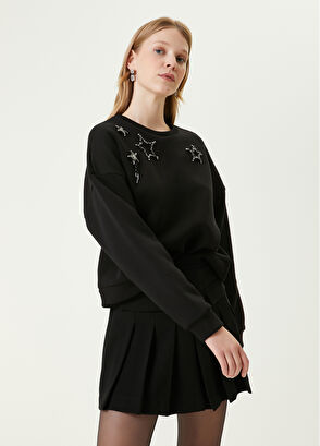 Beymen Club Siyah Yıldız Taşlı Sweatshirt - 4