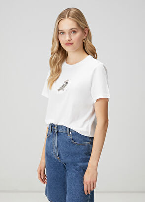 Beymen Club Kırık Beyaz Taş İşlemeli T-shirt - 4