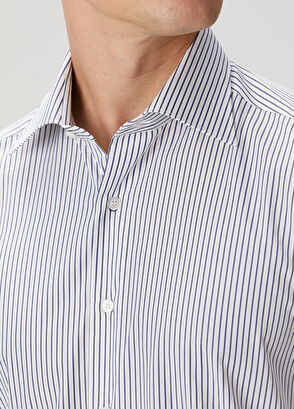 Fray Byron Lacivert Çizgi Desenli Gömlek - 5