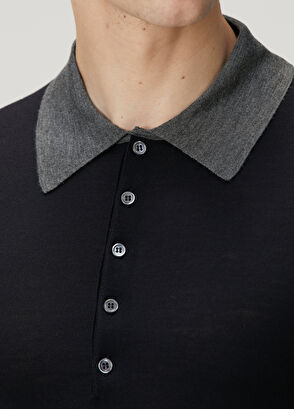 Thom Browne Lacivert Yün Polo T-shirt - 5