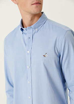 Slim Fit Blue Oxford Shirt Beymen Club Slim Fit Blue Oxford Shirt - 6
