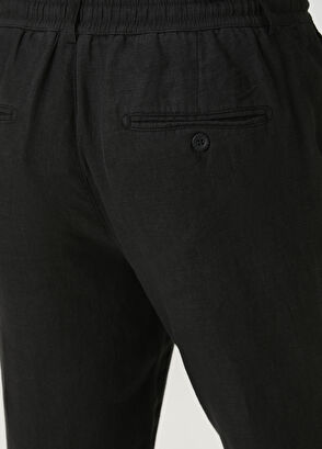 Beymen Club Siyah Beli Kordonlu Keten Pantolon - 5
