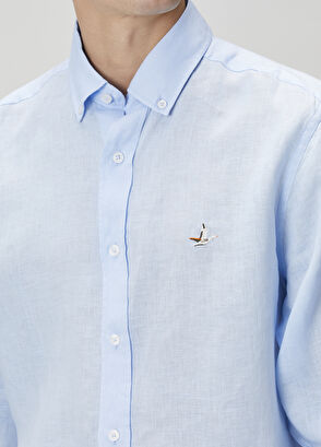 Beymen Club Comfort Fit Light Blue Linen Shirt - 7