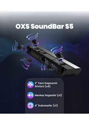 OXS S5 Dolby Atmos® 3.1.2. HDMI Earc Built-in Subwoofer Center Speaker Soundbar 230 Watt - 5