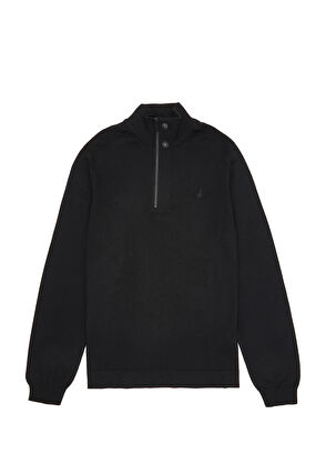 Beymen Club Siyah Yakası Fermuarlı Yün Kazak - 8