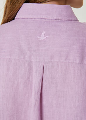 Beymen Club Pembe Kuş Logolu Keten Gömlek - 5