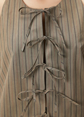 Beymen Club Khaki Striped Sleeveless Shirt - 6