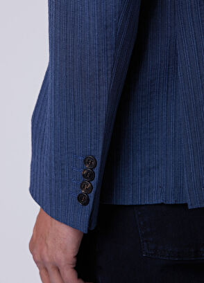 Beymen Club Blue Stitching Line Textured Blazer - 7