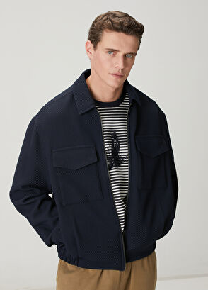 Beymen Club Lacivert Diyagonal Desenli Örme Ceket - 10