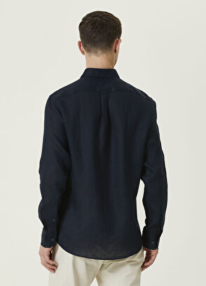 Beymen Club Comfort Fit Lacivert Keten Gömlek - 5