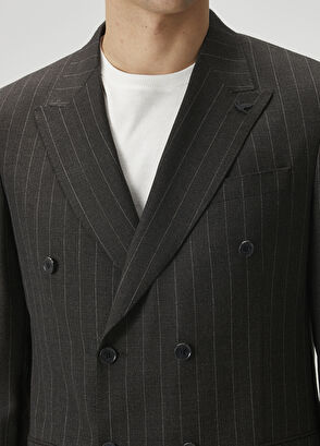 Beymen Club Anthracite Striped Wool Jacket - 5