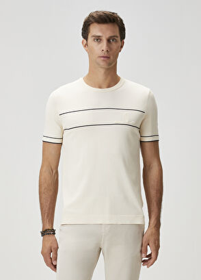 Beymen Club Off-White Line Jacquard Short Sleeve Sweater - 3