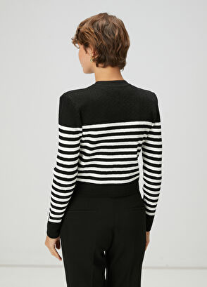Beymen Club Black White Striped Cardigan - 5