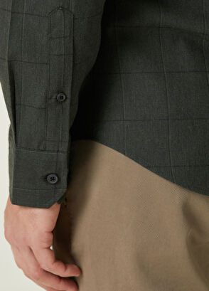 Beymen Club Slim Fit Khaki Plaid Patterned Shirt - 7