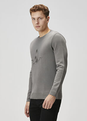 Beymen Club Grey Melange Goose Printed Sweater - 4
