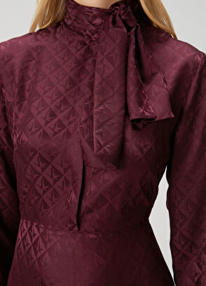 Beymen Club Plum Jacquard Silk Shirt Dress - 5