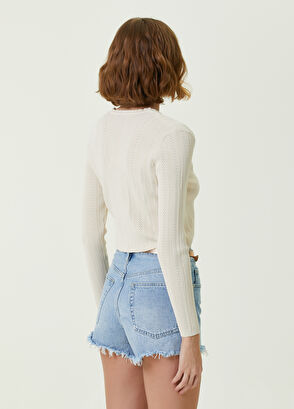 Beymen Club Krem V Yaka Ajurlu Crop Hırka - 6