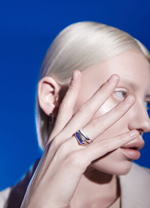 Mishka Simple Edge Köşeli 925 Ayar Gümüş Unisex Yüzük - 5