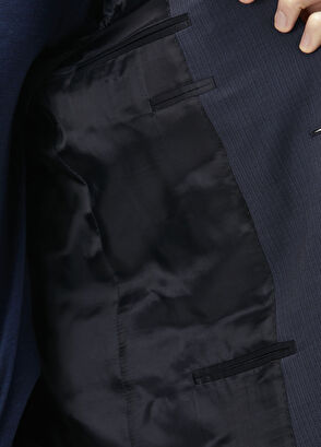 Lacivert Çizgili Yün Takım Elbise - Görsel 9