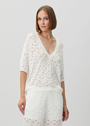 Join Us White Knit Blouse - 3