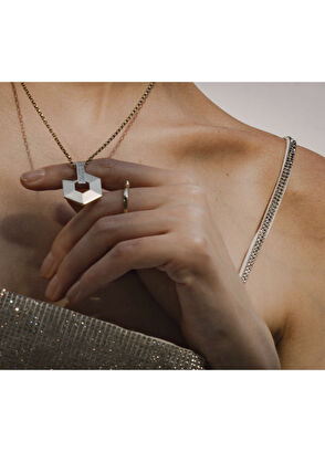 Reis Kuyumculuk Slope Büyük Boy Prılanta Taşlı 14 Ayar Pembe Altın Kadın Kolye - 3