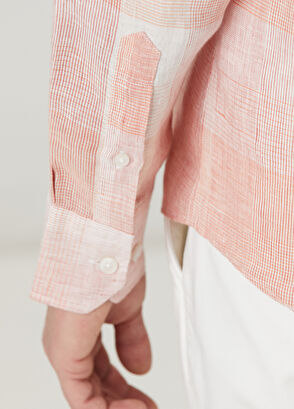 Beymen Club Comfort Fit Burgundy Plaid Patterned Linen Shirt - 8