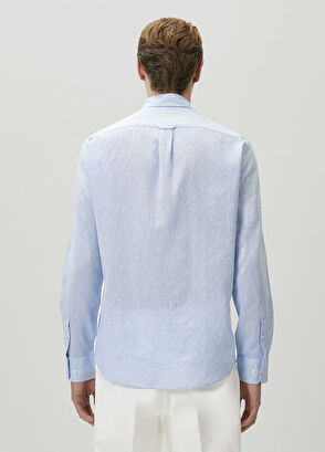 Beymen Club Comfort Fit Açık Mavi Keten Gömlek - 5