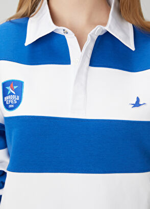 Beymen Club x Anadolu Efes Mavi Beyaz Polo Sweatshirt - 10