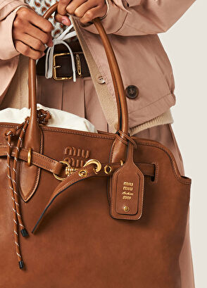 Miu Miu Aventure Kahverengi Napa Deri Kadın El Çantası - 5