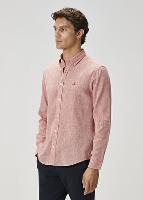 Beymen Club Comfort Fit Kiremit Keten Gömlek - 3