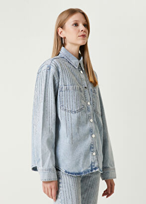 Beymen Club Blue Hotfix Denim Jacket - 5