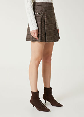 Beymen Club Kahverengi Ekoseli Şort Etek - 3