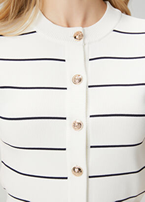 Beymen Club Ekru Lacivert Çizgili Hırka - 6